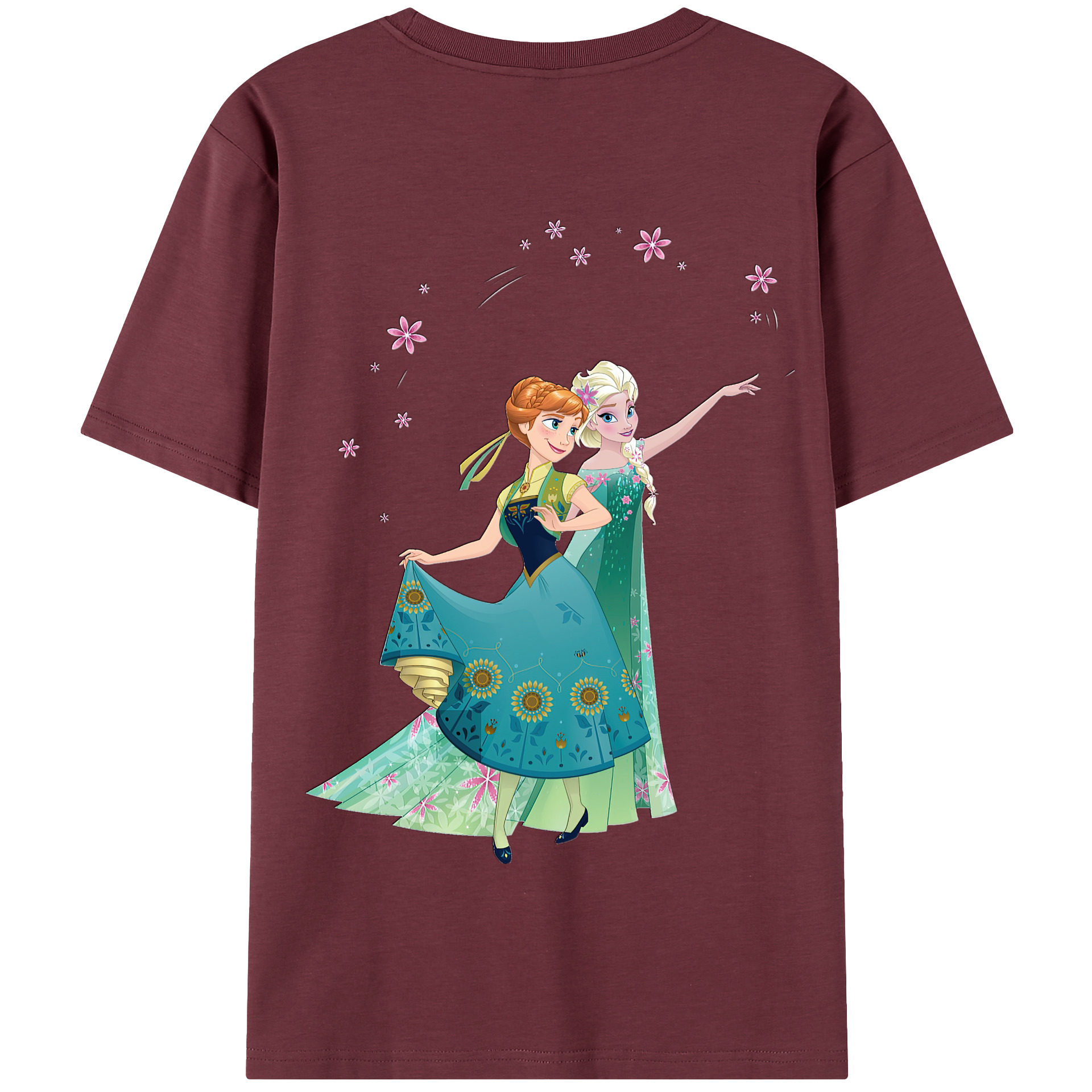（画像用） アナと雪の女王 アンナ エルサ Frozen Anna Elsa 綿100％半袖Tシャツ（背面プリント）